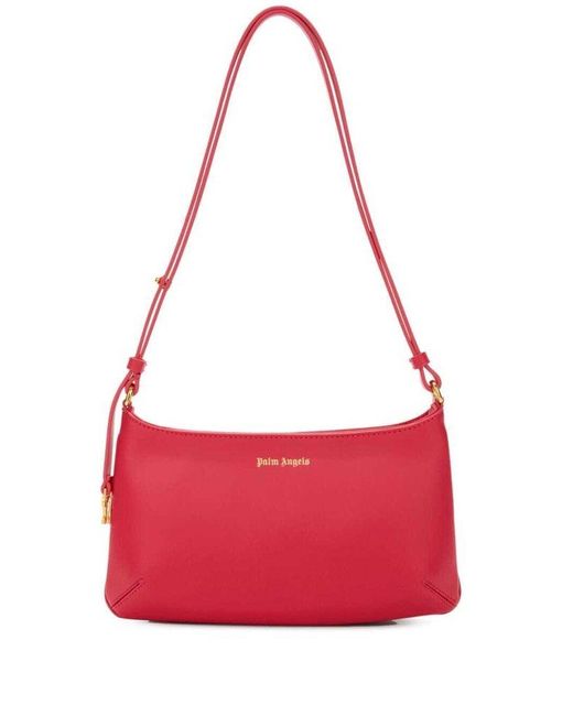 Palm Angels Red 'Lategram' Shoulder Bag With Laminated Logo Detail In