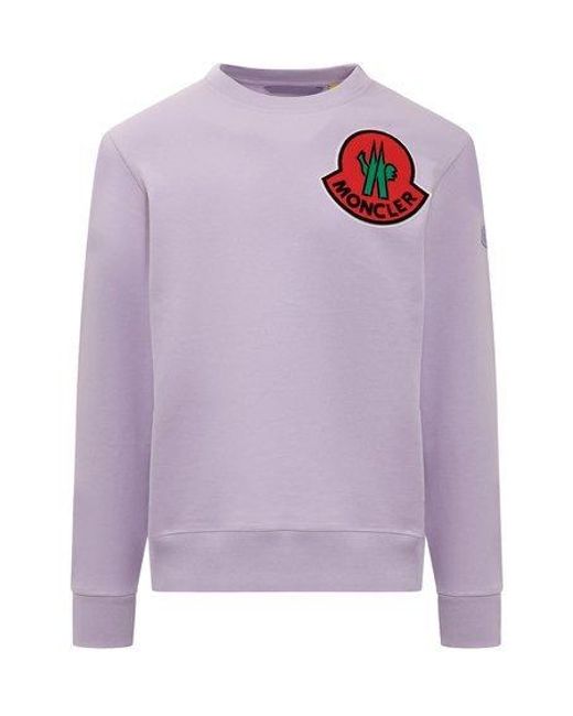 Moncler Genius Purple Moncler Logo Patch Crewneck Sweatshirt for men