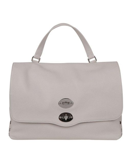 Zanellato Gray Postina Studded Top Handle Bag