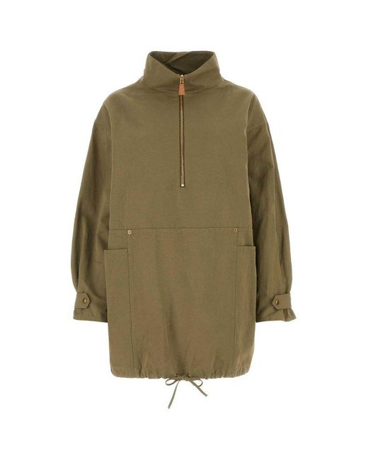 Prada Green Half-Zipped Drawstring Jacket