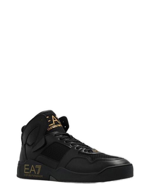 EA7 Black High-top Lace-up Sneakers for men