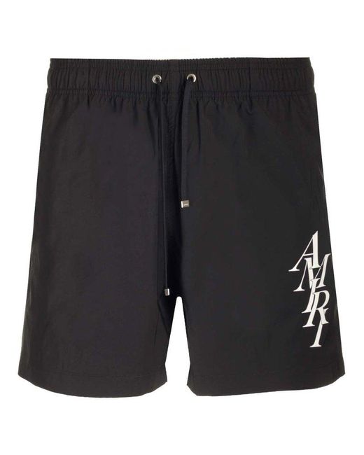 Amiri Black Logo-appliqué Swim Shorts for men