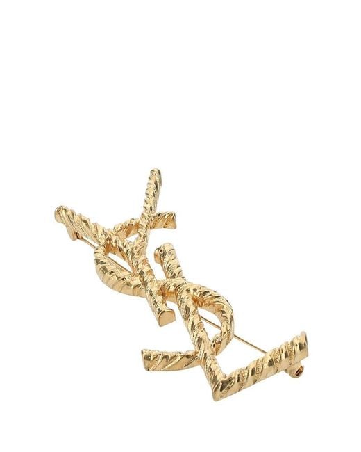 Saint Laurent Metallic Opyum Ysl Twisted Brooch