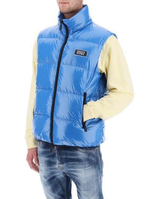 DSquared² Blue Quilted Down Vest for men