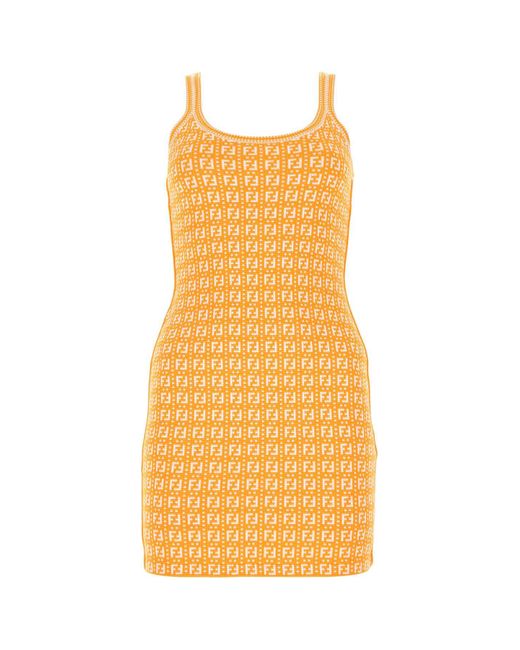 Fendi Ff Motif Mini Sheath Dress in Yellow | Lyst