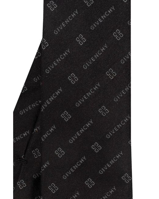 Givenchy Black All-over Logo Embroidered Tie for men