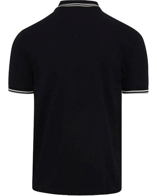 Fred Perry Black Logo Embroidered Short Sleeved Polo Shirt for men