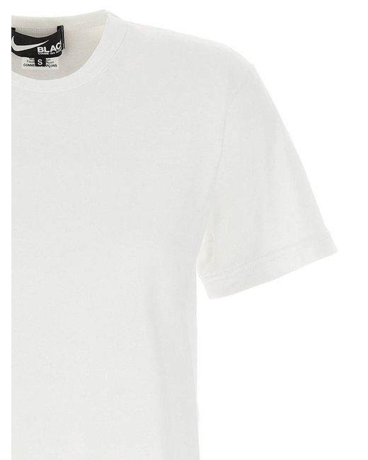 COMME DES GARÇON BLACK White Swoosh Logo Crewneck T-shirt for men