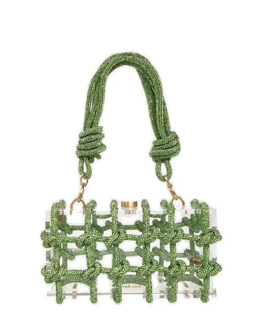 Cult Gaia Green Bess Rhinestone Embellished Rope Tote Bag