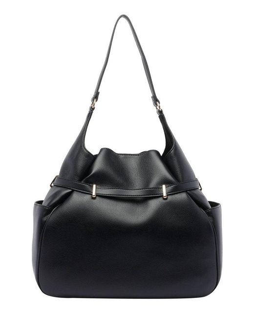 Liu Jo Black Logo-Lettering Buckled Shoulder Bag