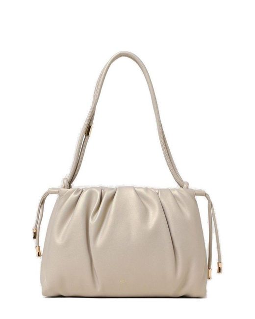 A.P.C. Natural Ruched Drawstring Shoulder Bag