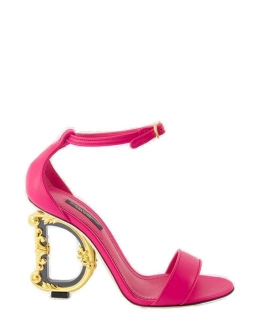 Dolce & Gabbana Pink Baroque Dg Heel Sandals