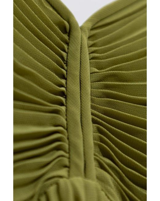 Diane von Furstenberg Green Pleated Strap Dress