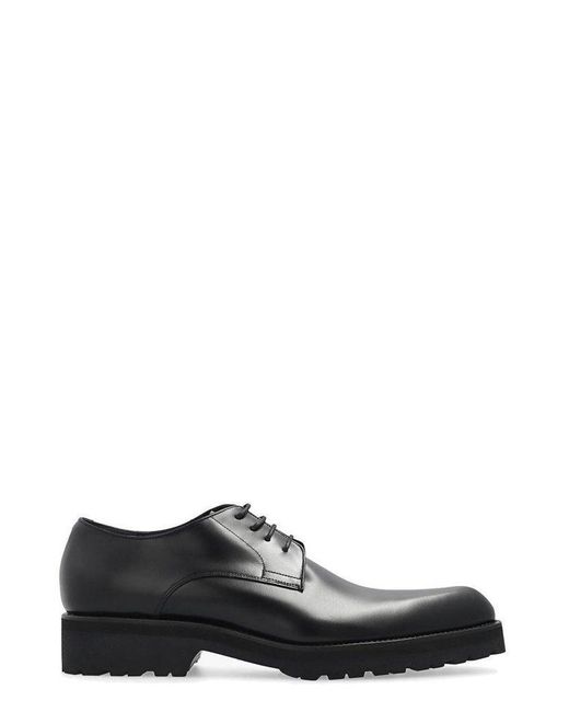 Dries Van Noten Black Almond Toe Derby Shoes for men