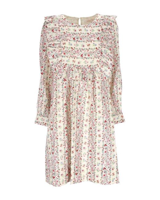 See By Chloé Natural Floral-print Long-sleeve Dress