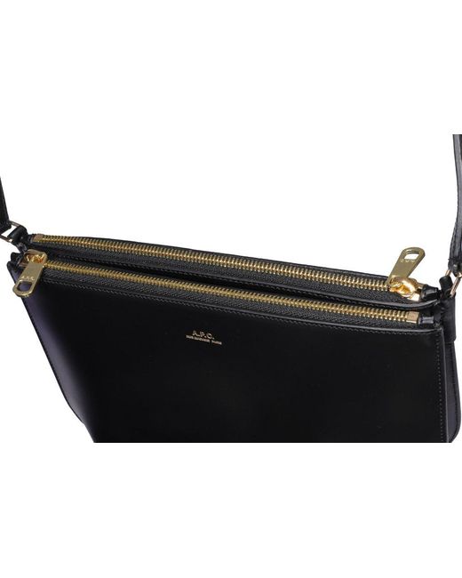 A.P.C. Black Sarah Logo Detailed Zip-Up Crossbody Bag