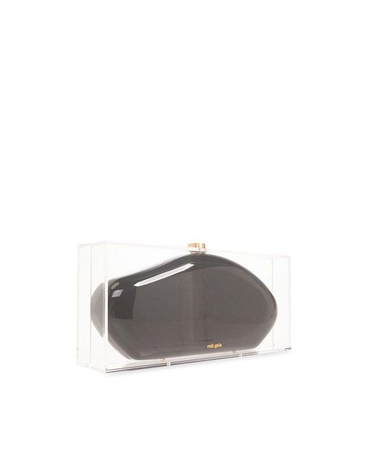 Cult Gaia Annika Logo Engraved Clutch Bag in Gray Lyst