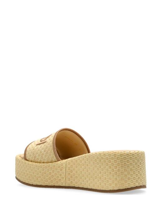 Fendi Sunshine Flatform Slides in Natural | Lyst Canada