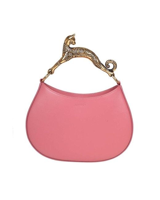 Lanvin Pink Logo Embossed Cat-handle Tote Bag