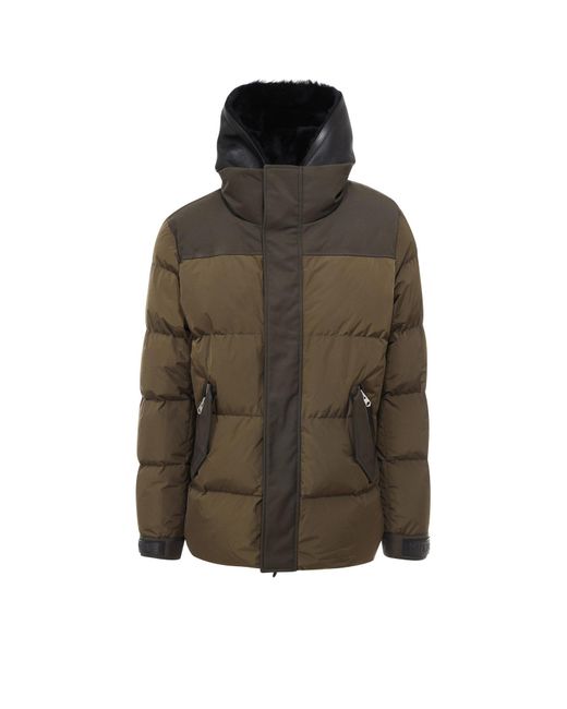 Mackage Green Reynold Down Coat With Removable Shearling Bib And Hood In Army - Men for men