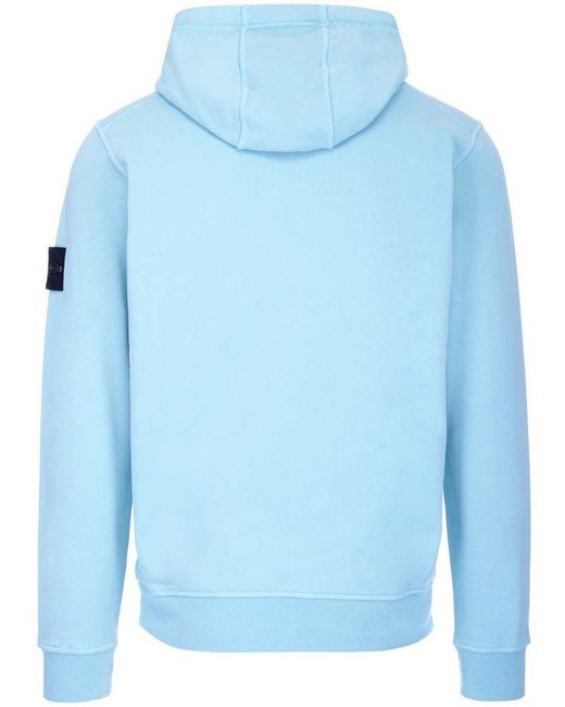 Stone Island Cotton Light Blue Hoodie for Men | Lyst