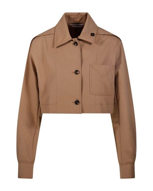 Max Mara Brown Smalto Button-Up Cropped Jacket