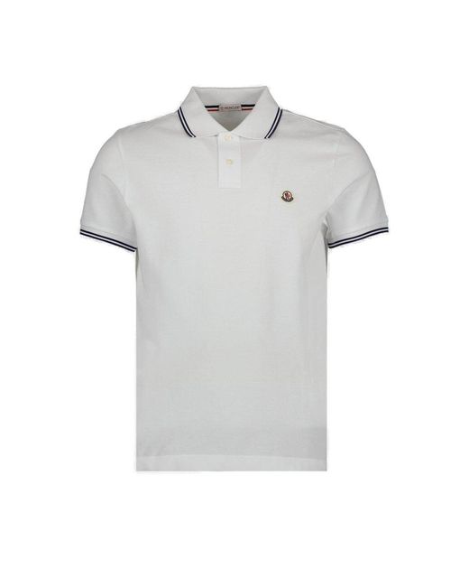 Moncler Gray Logo Patch Short-sleeved Polo Shirt for men