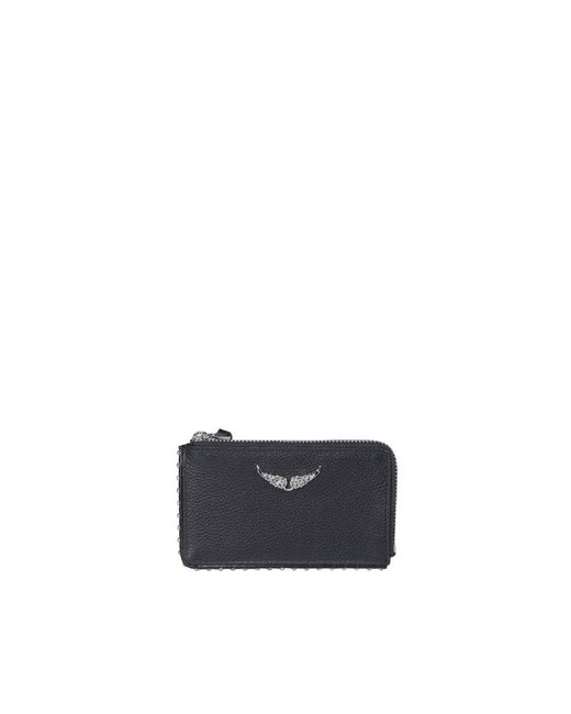 Zadig & Voltaire Logo Plaque Zipped Card Holder in Black | Lyst UK