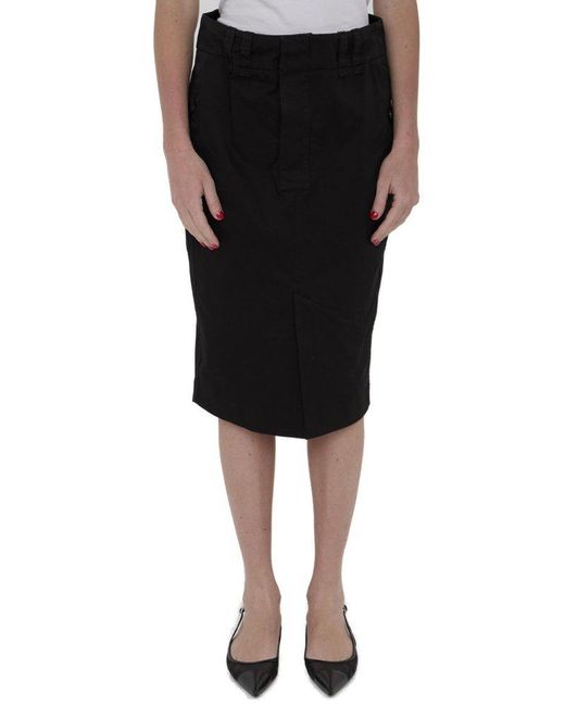 Saint Laurent Black High Waist Pencil Skirt