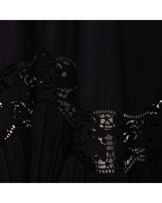 Twinset Black Broderie Anglaise Poplin Long Dress