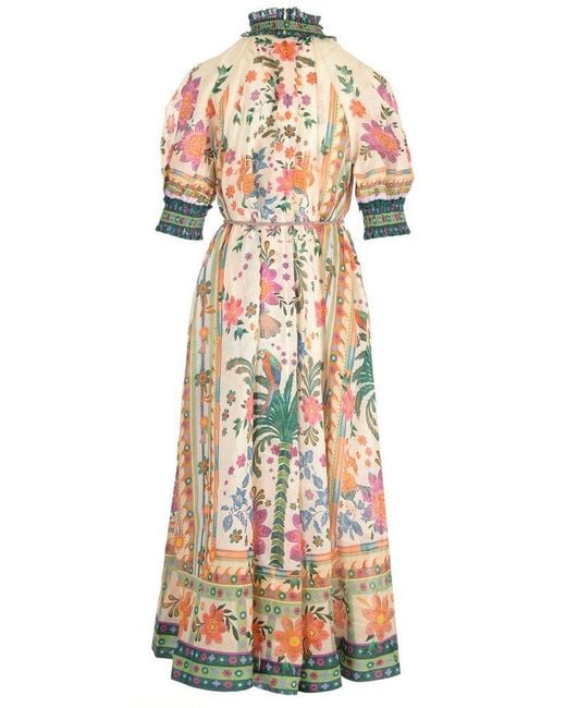 Zimmermann Multicolor Ginger Puff-sleeved Maxi Dress