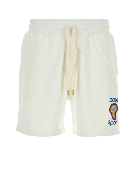 Casablancabrand White Tennis Club Embroidered Drawstring Track Shorts for men