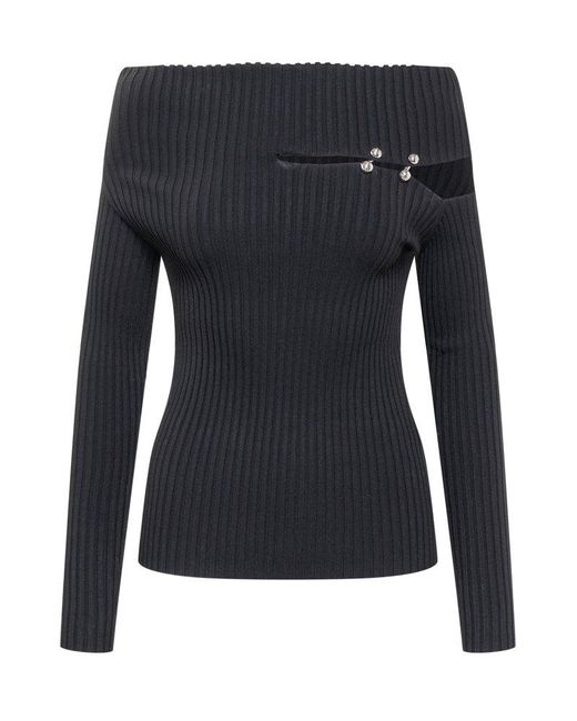 Liu Jo Blue Cut-out Detailed Knitted Jumper