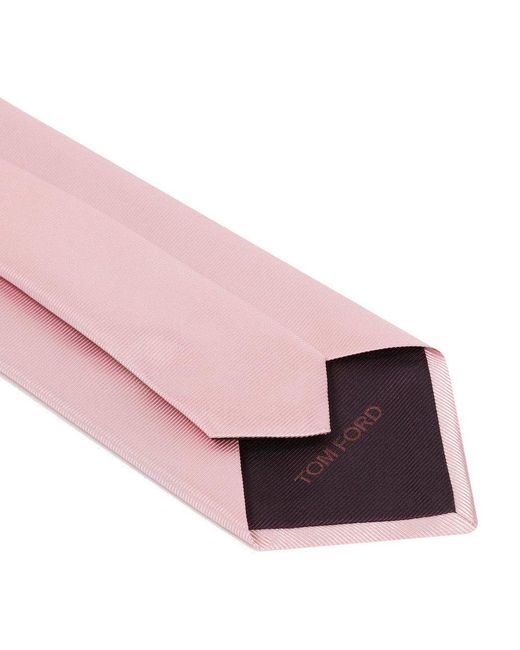 Tom Ford Pink Pointed Tip Striped Tie for men