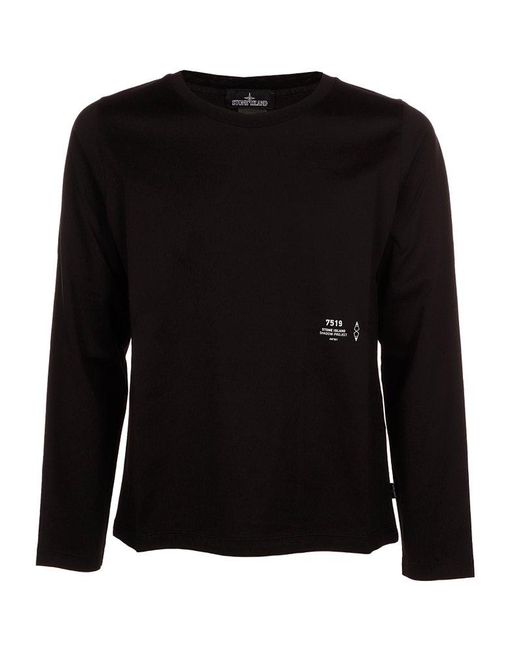 Stone Island Shadow Project Black Crewneck Long-Sleeve T-Shirt for men