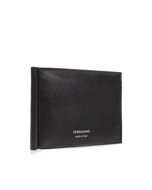 Ferragamo Black Wallet With Bill Clip for men