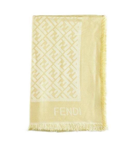 Fendi Yellow Ff Silk And Wool Shawl