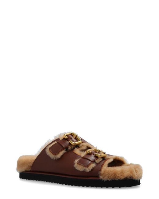 DIOR CLASSIC DOUBLE-STRAP SLIDES 25S IN ROSE BROWN TWEED AND CALFSKIN