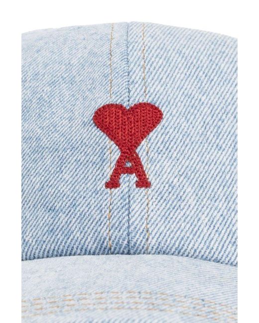 AMI Blue Paris De Coeur Logo Embroidered Baseball Cap for men