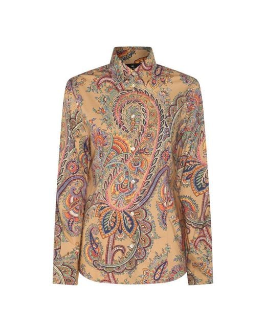 Etro Brown Paisley Printed Button-up Shirt