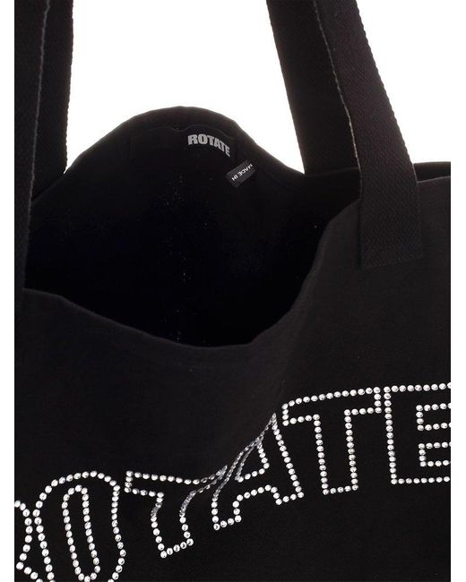 ROTATE BIRGER CHRISTENSEN Black Crystal-logo Large Tote Bag