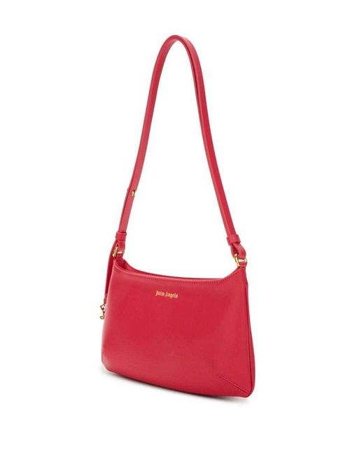 Palm Angels Red 'Lategram' Shoulder Bag With Laminated Logo Detail In