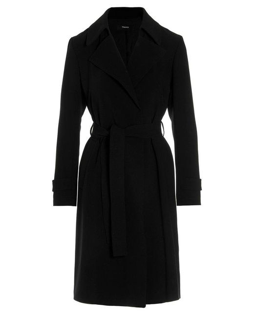 Theory 'oaklane' Trench Coat in Black | Lyst
