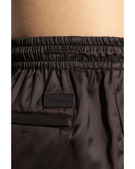 Ferragamo Black Silk Trousers for men