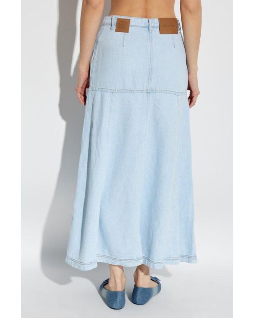 Munthe Blue A-Line Denim Midi Skirt