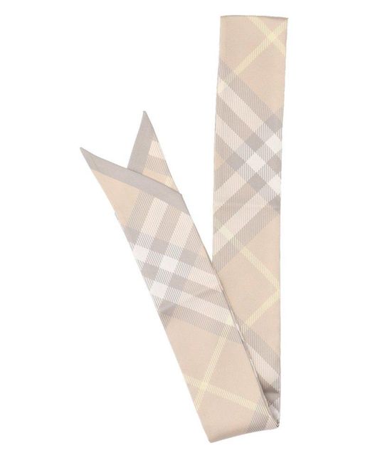 Burberry White Checked Pointed-tip Scarf