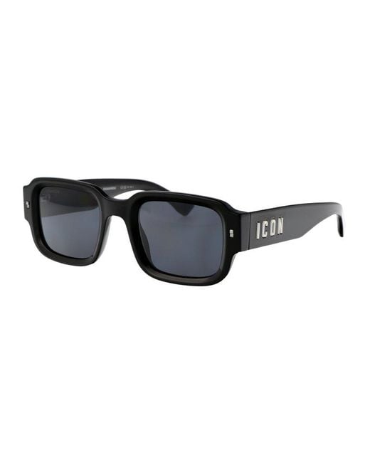 DSquared² Black Icon Square Frame Sunglasses for men