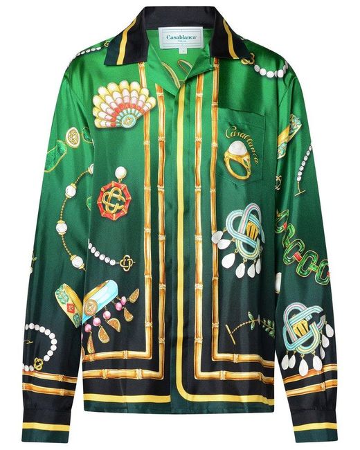 Casablancabrand Green La Boite A Bijoux Graphic Printed Shirt