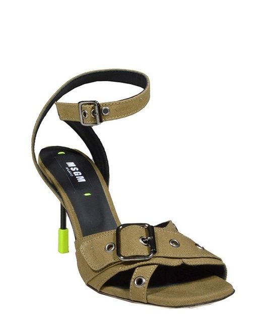 MSGM Metallic Buckle-Detailed Ankle Strap Sandals