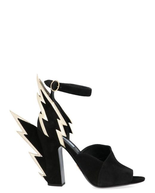 prada black flame heels